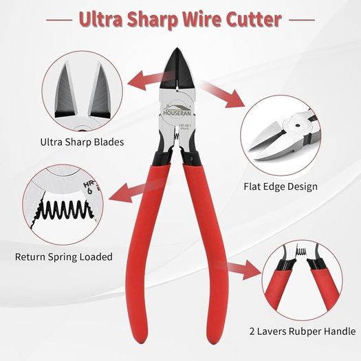 6-Piece Professional Tool Kit with Toolbox - 8" & 10" Slip Joint Pliers Set, 6" Wire Cutters, 5" Needle Nose Pliers, 2 Magnetic Screwdrivers, Storage Case for Garage, Crafts, Home Repairs