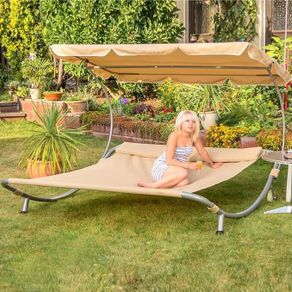 Double Sun Lounger with Canopy, for 2 People