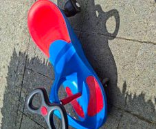 Blue and red wiggle car