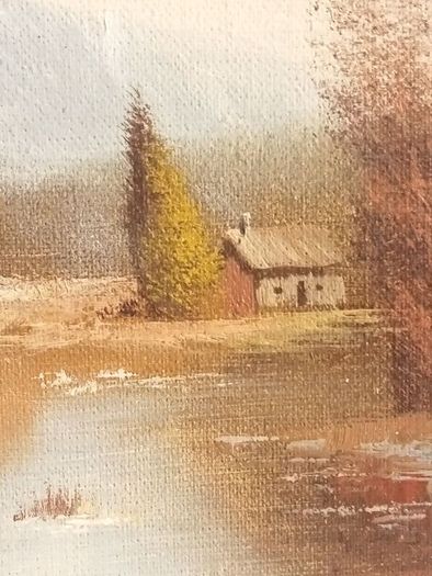 PRICE DROP Oil on canvas, Autumn scene in gilted frame 12" X  10"