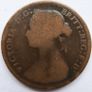 1879 Victorian One Penny Coin Queen Victoria Image 2