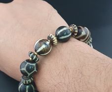 Antique Burmese Pumtek Pyu & Dzi Agate Beads Bracelet