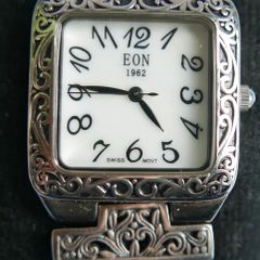 Vintage Sterling Silver 925 Eon 1962 Swiss Movement Bracelet Watch in Sterling Silver (7.50 In) 70 Grams