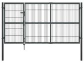 Garden Gate with Posts Steel 350x140 cm Anthracite