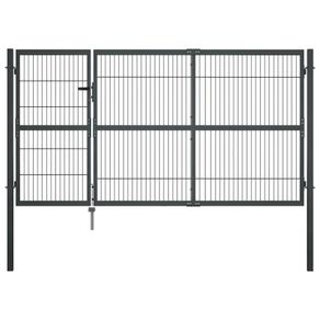 Garden Gate with Posts Steel 350x140 cm Anthracite