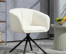 Chair, Upholstered chair with comfortable seat shell, swivel, cuddly upholstery, up to 120 kg, Cream white