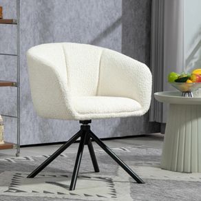 Chair, Upholstered chair with comfortable seat shell, swivel, cuddly upholstery, up to 120 kg, Cream white