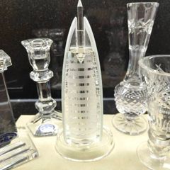 6 Collections of Vintage Lead Crystal Glass Ornaments, Waterford / Irish Crystal and a quartz clock