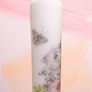 Easter spring grey bunny and pink flowers decorative pillar candle Image 2