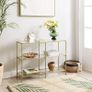 Entryway Cabinet, 3 Tier Shelf, Tempered Glass, 100 x 30 x 73 cm, Metal Frame, Modern Style, Hallway, Living Room, Bedroom, Gold Image 5