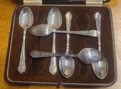 Vintage Mappin & Webb silver spoons in original box