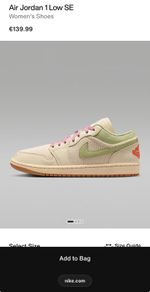 Nike Air Jordan 1 Low Trainers EU Size 37.5