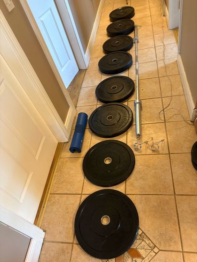 120kg Olympic Bumper Weight Plates Set (100kg + 20kg Barbell)