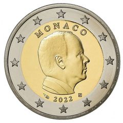 Monaco 2 Euro Regular National Coin 2022. Uncirculated.