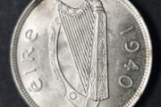 Eire UNC 1940 Half Crown Silver Coin with full lustre