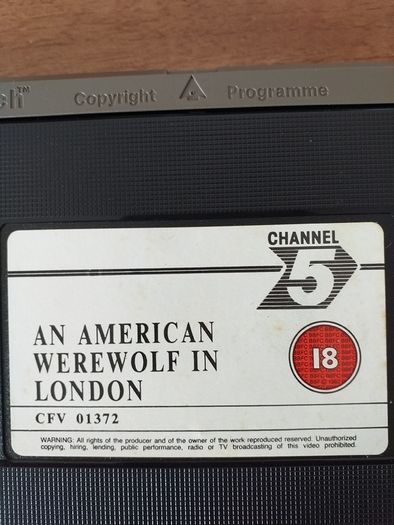 An American Werewolf In London (HORROR FILM) Vhs Video Channel 5, Year 1982.