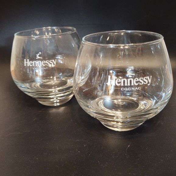 A Set of 4 Hennessy Cognac Glasses Branded with the Hennessy Cognac Logo
