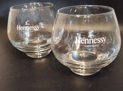A Set of 4 Hennessy Cognac Glasses Branded with the Hennessy Cognac Logo