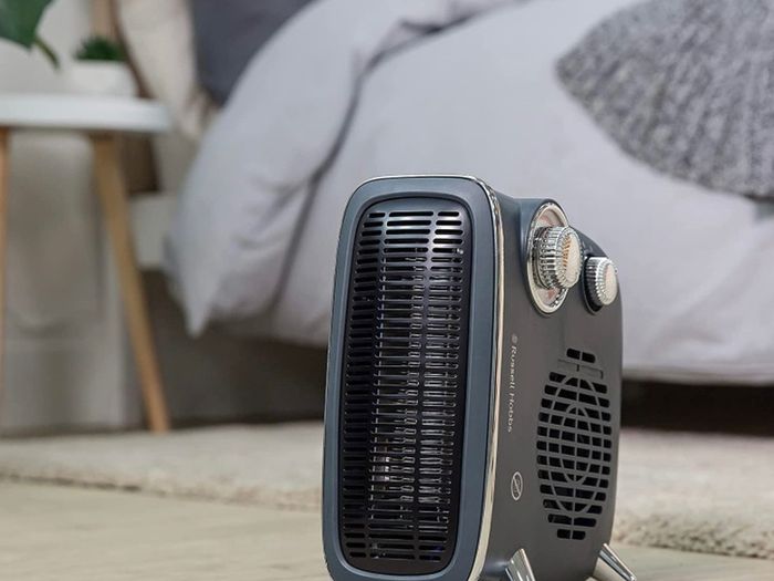 1800W/1.8KW Electric Heater, Retro Horizontal/Vertical Fan Heater in Grey with Adjustable Thermostat, 2 Heat Settings, 20m2 Room Size, Dial Control (FREE POSTAGE)