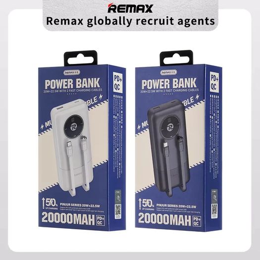 REMAX RPP-38 20W+22.5W Built-in Dual Fast Charging Cables Power Bank 20000mAh