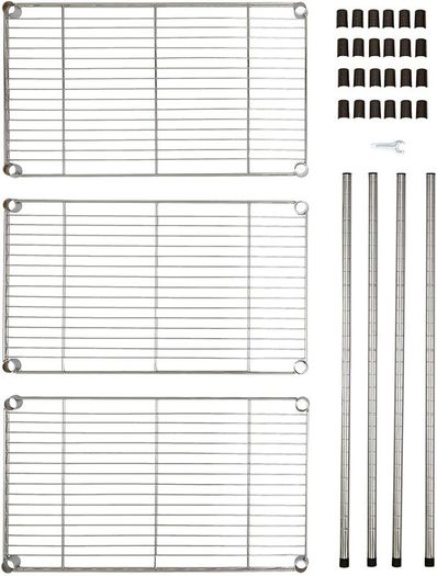_Basics 3-Tier Storage Shelf, Up to 115 kg per Shelf, Chrome