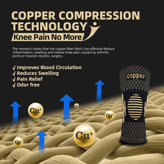Copper Knee Support for Women/Men 2 Pack - Best Knee Brace Compression Sleeve Support for Arthritis, Knee Pain, Meniscus Tear, ACL, MCL, Joint Pain Relief, Running, Sports, Squats