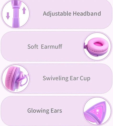 Kids Headphones, Cat Ear LED Light Up Wired Headphones Over Ear with 85dB Volume Limited Hearing Protection,Cute Headphones for Girls MULTIPLE COLOURS AVAILABLE (FREE POSTAGE)