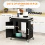 Black Metal Kitchen Island with Stainless Top and Hooks Image 3