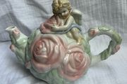 1998 3 D Cherub Angle Avon Cabbage Patch Roses Teapot.