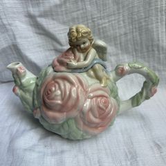 1998 3 D Cherub Angle Avon Cabbage Patch Roses Teapot.