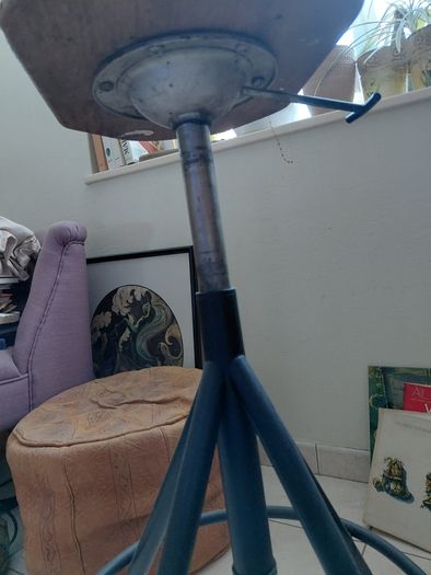 vintage work stool height adjustable