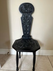 victorian carved oak hall chair