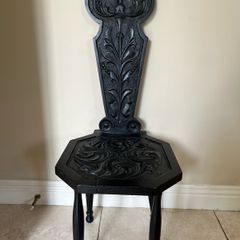victorian carved oak hall chair