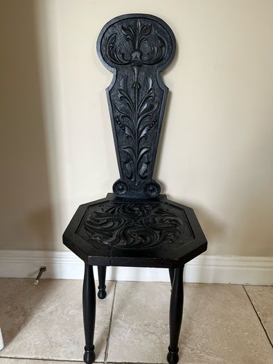 victorian carved oak hall chair