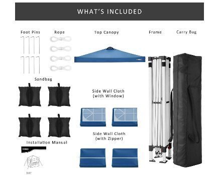 3 x 3 m Waterproof Popup Flat Gazebo with 4 Side Panels