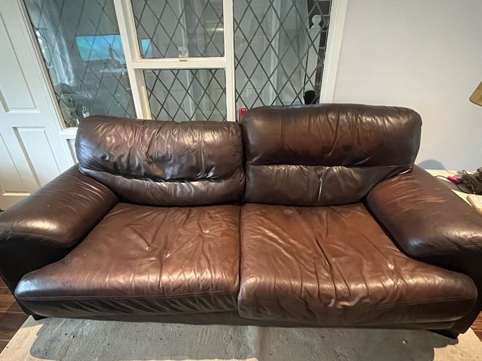 Brown Leather 3 Seater Couch