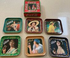 Coca Cola 1977 Liberty Metal Coasters Set new in the original box