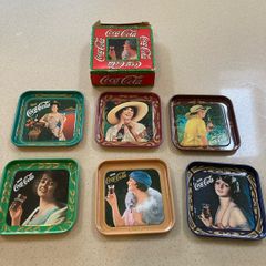Coca Cola 1977 Liberty Metal Coasters Set new in the original box