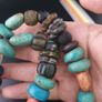 Vintage Turqouise Color Old Resin & Glass Beads Necklace Image 5