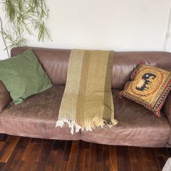 Couture Distressed Leather Brown Couch
