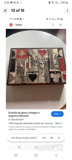 Rare and antique sculpted wood and .925 silver box look at all pictures  perfect for stylish card lovers