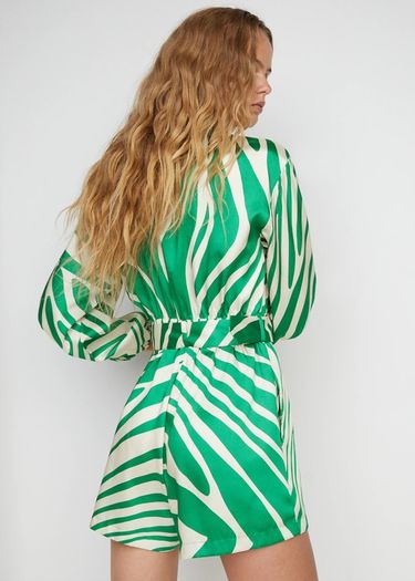 Mango Satin playsuit with belt Size M