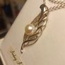 Sterling Silver Pearl & Zircon Solid Drop Pendant Image 2