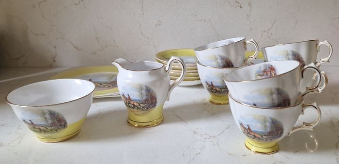 Vintage Royal Tara China Tea set Hunting scene