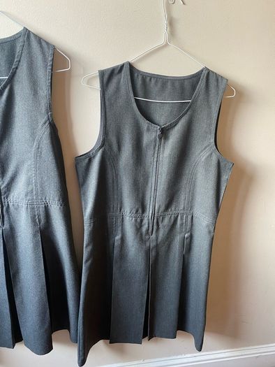 Dunnes grey pinafore x2 (as new) age 13-14