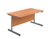 New Straight Office Desk with Cantilever Legs W1400 x D600mm - Beech