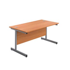 New Straight Office Desk with Cantilever Legs W1400 x D600mm - Beech