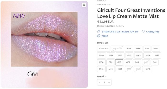 Girlcult C-Beauty Liquid Lipstick in Shade G68 Flash of Inspiration