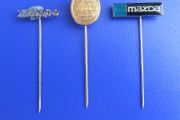 Car badges (x 3) - promotional MAZDA stickpin badges (1980s to 1990s)