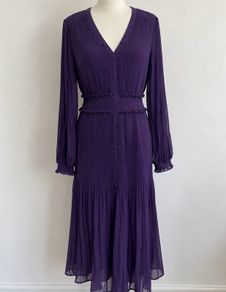 Phase Eight Pleated Dress in Aubergine Size UK12